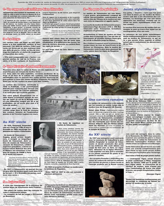 Fac-similé de l’article de Georges Vigne sur le marbre blanc de Valsenestre, avec ses illustrations